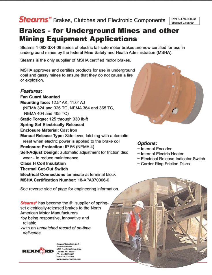 Product Sheet for Brakes for Underground Mines and other Mining Equipment Applications
